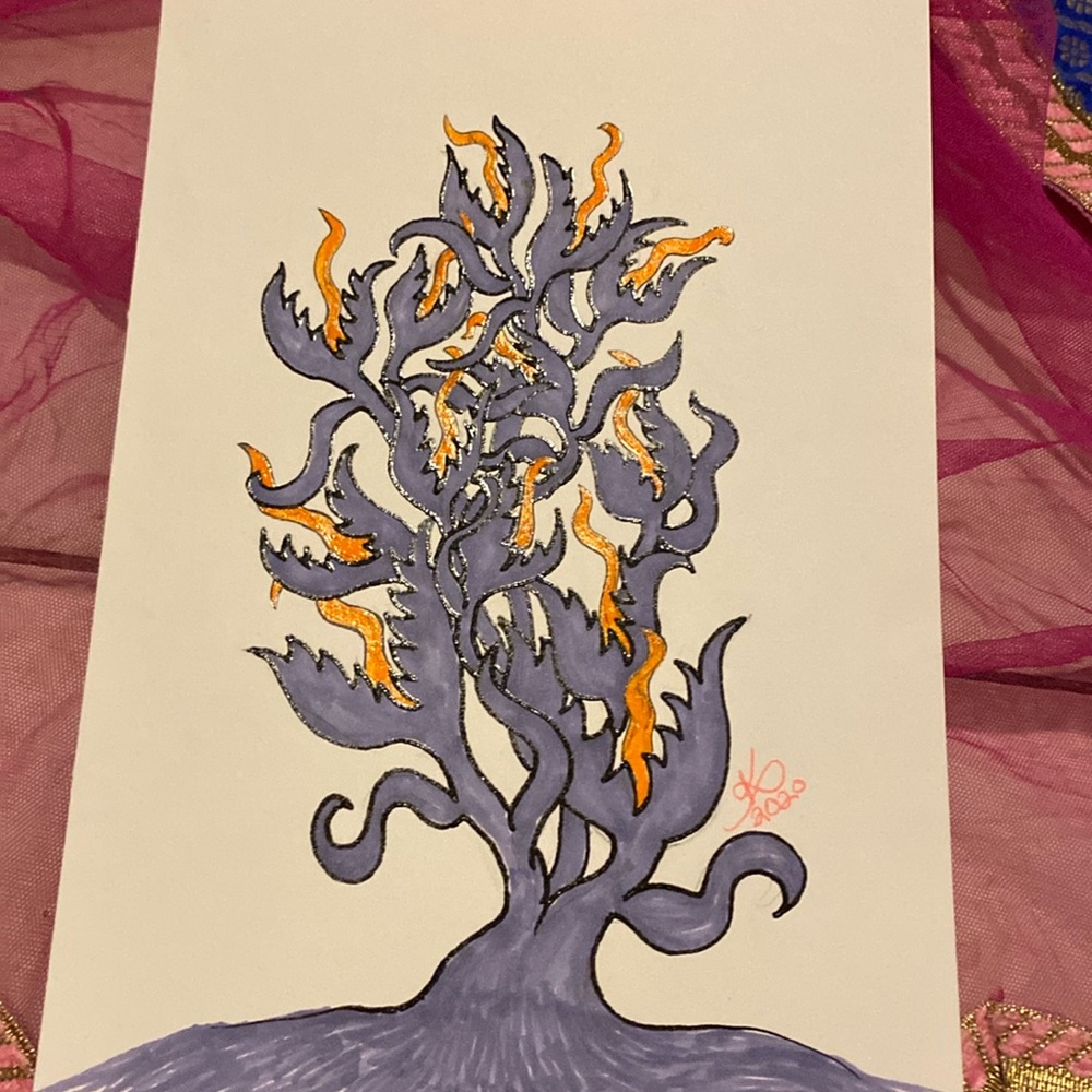 Unframed Original Art Drawing Illustration Fictional Predatory Plant AB Artist